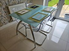 Calligaris Glass Dining Table with Chrome Legs and 4 Ikea Chairs