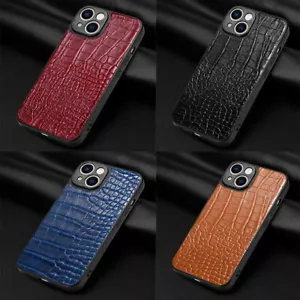 Case For iPhone 14 13 12 11 Pro Max XS X SE 8 Plus Crocodile Print leather Cover - Picture 1 of 16