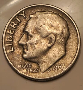 1966 Error Dime - Missing Letters "WE" & "IN" - Raised Rim, Die Crack + More - Picture 1 of 12