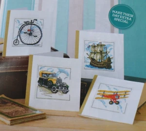 Cross Stitch Chart Only - Vintage Transport Cards Travel In A Bygone Era - Picture 1 of 1