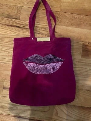 Bolso de Mano Tory Burch Labios Grandes Rosa Gamuza Lentejuelas Foto 1 de 4