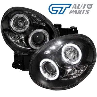 Black LED Angel Eyes Projector Headlights for 00-02 Subaru Impreza WRX STI GD - image 1 of 4
