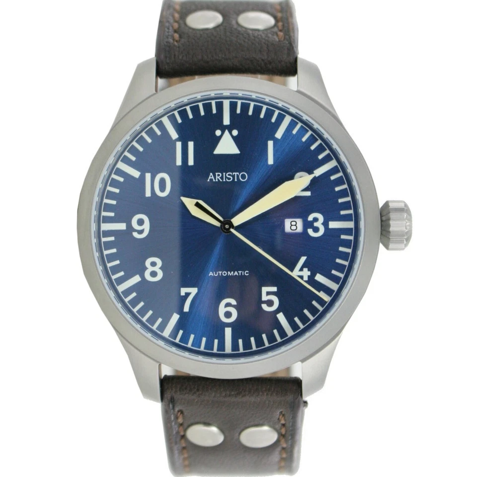 ARISTO Men's Wristwatch Automatic Blue 47 Observer 3H159 Leather