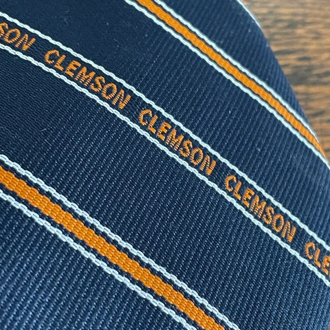 Clemson Tigers Neck Tie Navy Blue Orange Striped Spell Out Prep Frat 3.25" x 55" Cover