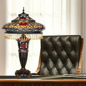 Stained Glass Victorian Tiffany Style Table Lamp 27.5in Tall - 1199 Pieces Glass - Picture 1 of 8