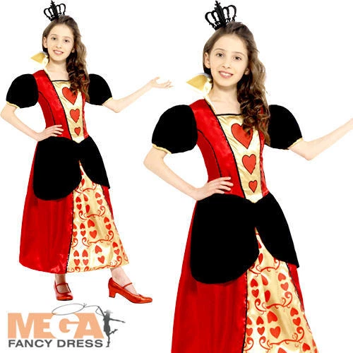 Queen of Hearts Girls Fancy Dress Fairytale Wonderland  Book Day Childs Costume - Image 1 of 1