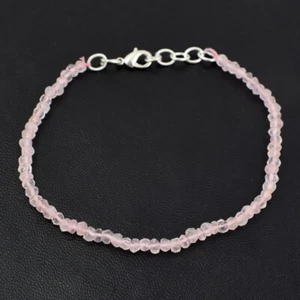 27 Cts Earth Mined 7" Long Pink Rose Quartz Beads Bracelet JewelryJK 47E269 - Picture 1 of 2