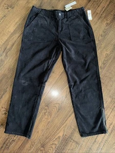 Anthropologie Sanctuary Black Velvet Tapered Pants 32 Bottom Side Zip - Picture 1 of 14