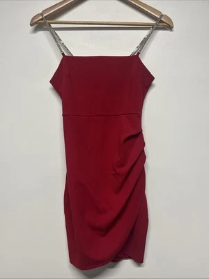 Vestido rojo para mujer XS ceñido al cuerpo regreso a casa rojo brillante correas Foto 1 de 2