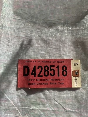 Licencia de ciervo Michigan 1977  Foto 1 de 4