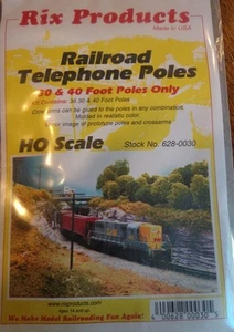 RIX (HO-Scale) #628-0030 Railroad Telephone Poles 30 & 40 ' Poles - 36 pk - NIB - Picture 1 of 2