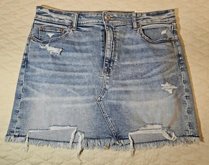 NEU American Eagle Damen 16 Standard hoch geschnitten Mini Super Stretch blau Jeansrock - Bild 1 von 4