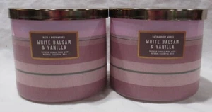 Bath & Body Works 3-wick Scented Candle Lot Set of 2 WHITE BALSAM & VANILLA - Picture 1 of 4