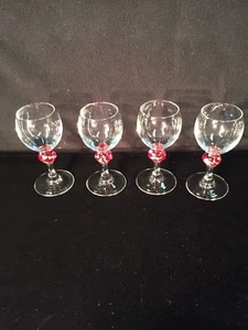 CORDIAL LIQUOR SHOT GLASSES SIZE FRANCE TINY BARWARE STEM W/COLORED BALL - Picture 1 of 12