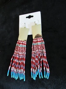 Rocailles Southwestern Quaste Ohrhänger Neu 4,5" lange durchbohrte Ohren - Bild 1 von 5