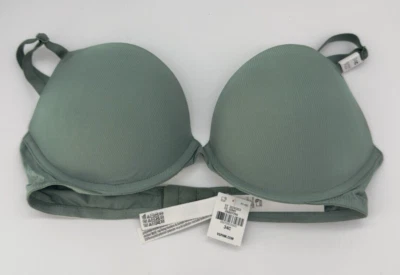 Sujetador Victoria's Secret ROSA Wear Everywhere Super Push-Up VS Verde Acanalado 34C Nuevo con Etiquetas Foto 1 de 2