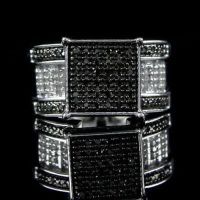 Alianza de compromiso anillo diamante natural enchapado en oro de 14 k de ley de 2/9 quilates Foto 1 de 4