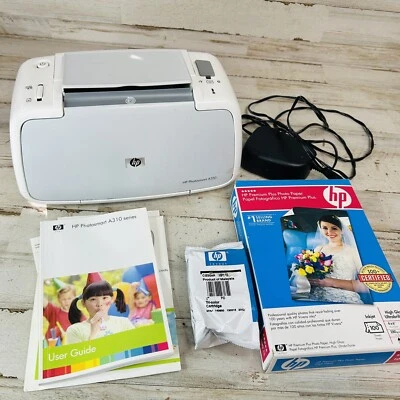 HP Photosmart A310 Digital Photo Inkjet Printer with/ Ink, Photo Paper, Cord - Image 1 of 4