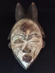 Exquisita máscara de puna vintage tallada a mano de Gabón - Imagen 1 de 6