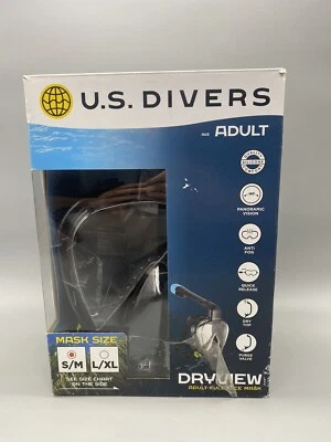 EE. UU. Máscara de snorkel facial completa Divers Dryview negra talla S/M Foto 1 de 4
