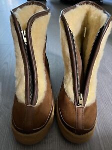 Vintage New In Box LL Bean womens boots size 7 Wool Lined Leather With Zipper