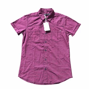 Goliath Mens Casual Shirt Top Sz Small SM Purple S/S Button Cotton Pockets - Picture 1 of 12