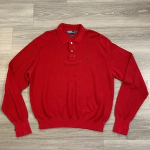 Polo Ralph Lauren Sweater Polo Mens 2XL Red Cotton Long Sleeve Knit - Picture 1 of 9