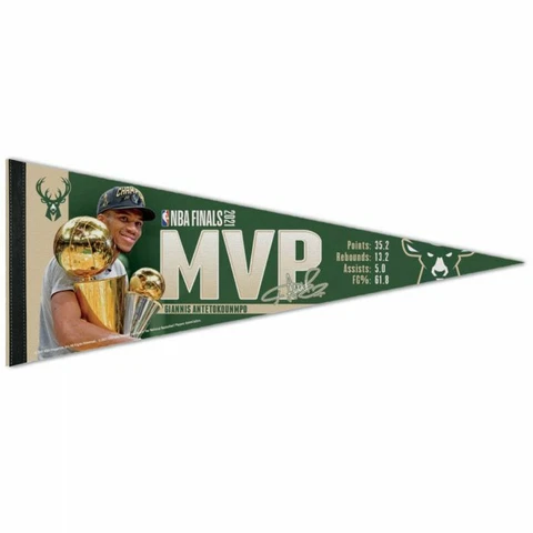 GIANNIS ANTETOKOUNMPO MILWAUKEE BUCKS 2021 NBA FINALS MVP PENNANT 12"X30" Cover