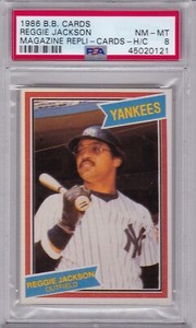 1986 B.B. Cards Magazine REGGIE JACKSON PSA 8 Repli-Cards 1981 Donruss RARE 1/2 
