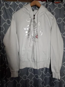 FOX Girls Racing Size Medium White Zip Up Hoodie Sweatshirt Fox Logo - Picture 1 of 13
