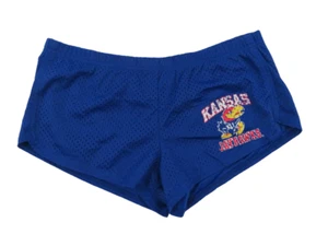 Vintage 90s Soffe Kansas Jayhawks Satin Sprinter Shorts Womens Small 2" Inseam - Picture 1 of 6