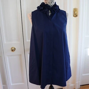 Sara Campbell Navy Blue Ruffled Sleeveless Blouse - Medium - Picture 1 of 10