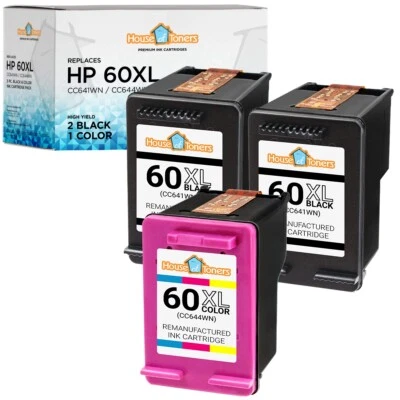 60 HP 60XL Ink Cartridge for HP Photosmart C4690 C4783 C4740 - 3PK - Image 1 of 4