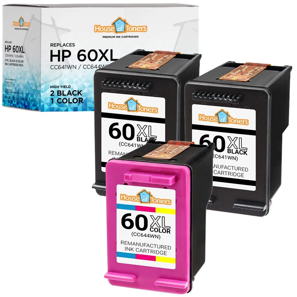 60 HP 60XL Ink Cartridge for HP Photosmart C4690 C4783 C4740 - 3PK - Image 1 of 4
