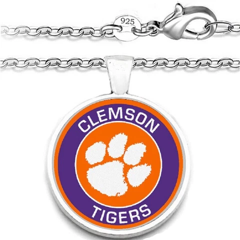 Clemson Tigers Mens Womens 925 Sterling Chain Necklace University A1 Cover