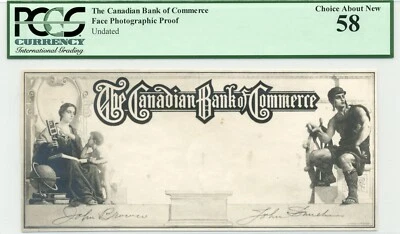 Undated (1912?) Canadian Bank of Commerce - Face Photographic Proof - PCGS AU 58 - Image 1 of 2