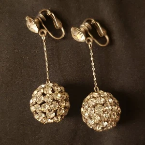 Vintage 1960's era disco ball style crystal earrings - Picture 1 of 3