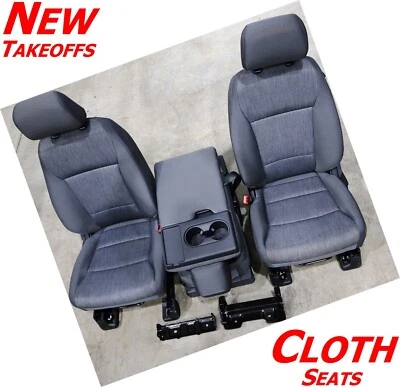 Ford SUPER DUTY Front Bucket Seats Grey CLOTH Set w/ JUMP SEAT Replacement OEM - Image 1 of 4