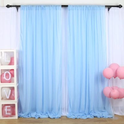 Light Blue Backdrop Curtain 10x10 Ft Blue Chiffon Backdrop Curtains Semi Shee... - Image 1 of 4