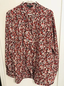 Lauren Ralph Lauren Damen Bluse 3X Langarm Knopfleiste Rüschen rot geblümt - Bild 1 von 10