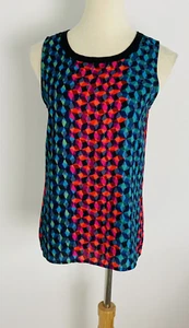 Sportsgirl Camisole Top Size 10 Green Black Pink Check Tank - Picture 1 of 11
