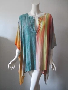 Zadig & Voltaire Multicolor Stripe Beachwear Short Kaftan Cover Up Top US12-14 - Picture 1 of 8