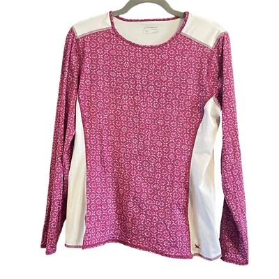 Camisa de mujer Eddie Bauer rosa y blanca floral senderismo manga larga Foto 1 de 4