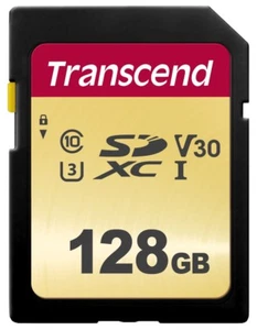 128GB Transcend 500S SDXC UHS-I U3 V30 SD Memory Card CL10 95MB/sec MLC Flash - Picture 1 of 2