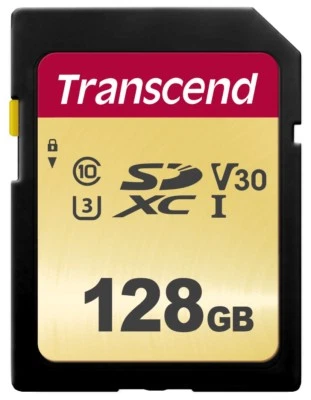 128GB Transcend 500S SDXC UHS-I U3 V30 SD Memory Card CL10 95MB/sec MLC Flash - Image 1 of 2