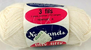 Newlands Fifty/Fifty Wool Nylon Vintage 3 Ply White Baby Yarn Made in Canada - Picture 1 of 4