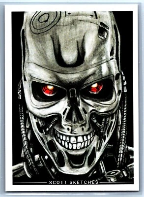 Tarjeta de boceto Terminator T-101 Scott bocetos impresión de tarjetas coleccionables arte de fans Foto 1 de 2