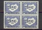 Islande 1956 Sc# 297 emblème de téléphone télégraphique bloc de cartes 4 MNH