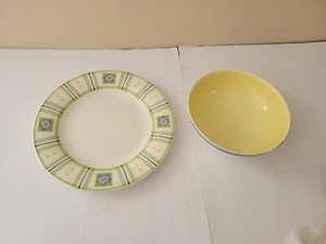 Pfaltzgraff Blooms Plaid 12" Serving Plate and Serving Bowl - New! - Picture 1 of 4