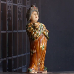 Statuina ceramica 18,9" dinastia cinese Tang Sancai Fat Lady da collezione - Foto 1 di 7
